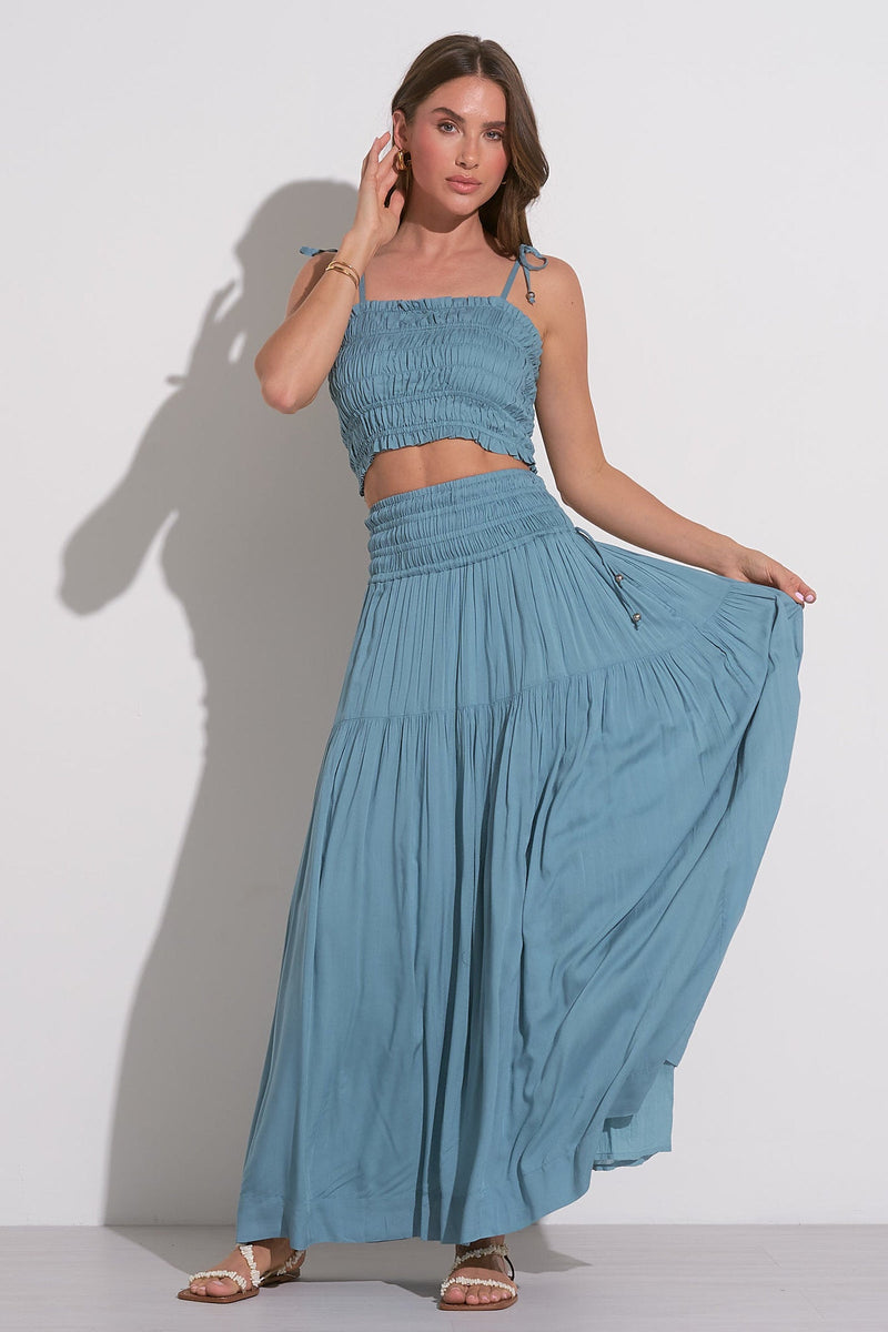 Teal Smock Maxi Skirt