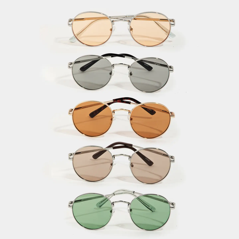 Round Lens Metallic Sunglasses