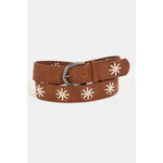 Faux Leather Flower Belt