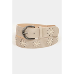 Faux Leather Flower Belt