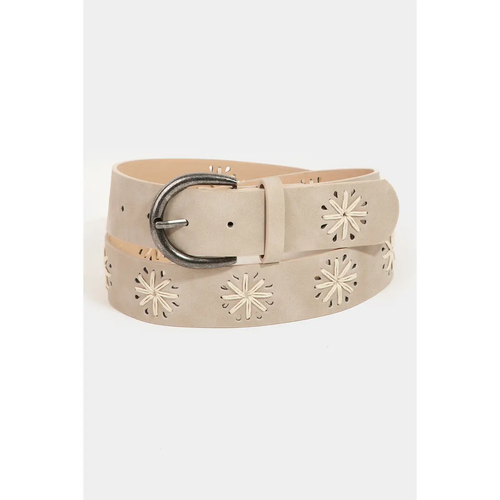 Faux Leather Flower Belt