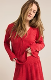 Mara Longsleeve Cardigan Top - Red