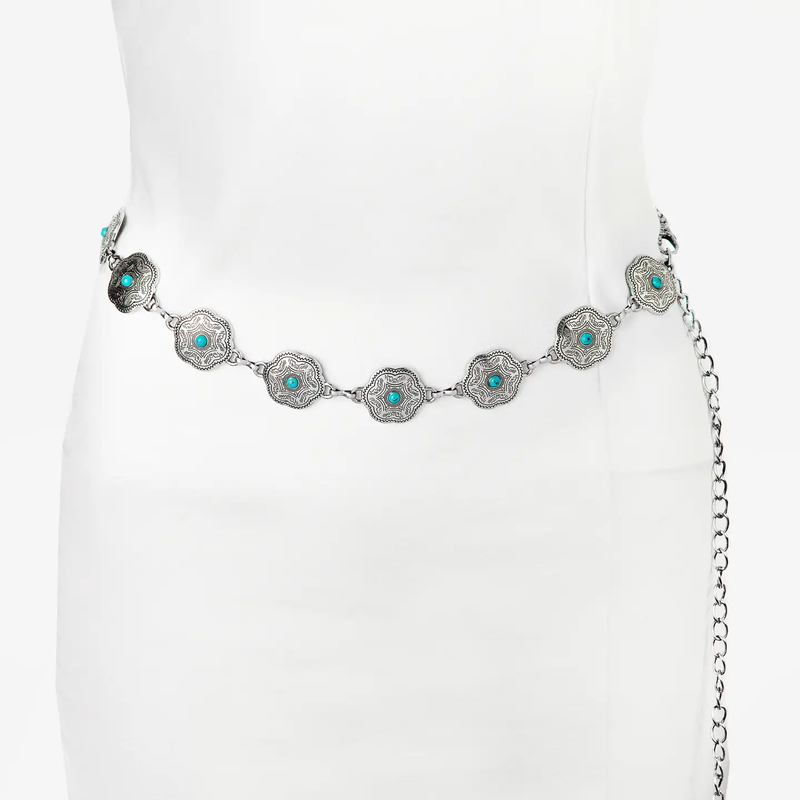 Floral Disc Western Chain Belt