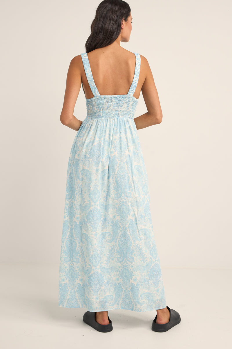 Jean Paisley Maxi Dress